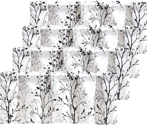Vista 15 de Luvyohmee Cortina de cenefa estampada con ramas de árbol, cenefa de cocina de 18 pulgadas de largo, color negro, cenefas de ventana grises