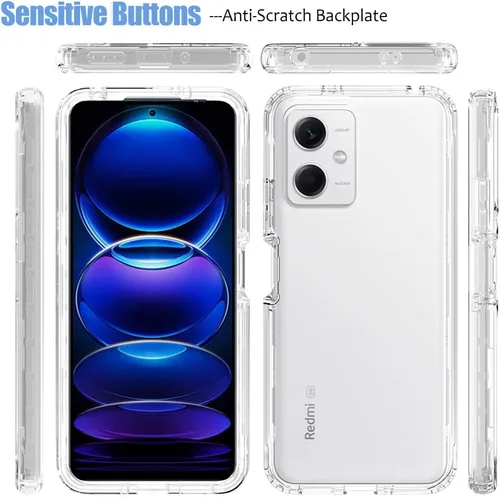Vista 5 de Funda para Redmi Note 12 5G, Poco X5 5G 22111317PG con protector de pantalla de vidrio templado, protección de cuerpo completo transparente 360 duro
