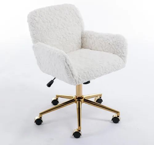 Vista 16 de Silla de tocador de piel sintética rosa bebé, silla de escritorio