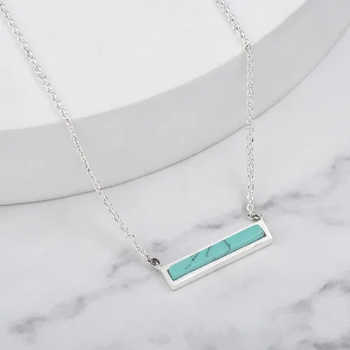 Vista 3 de Lauren-Spencer Collares de barra de piedras preciosas para mujer, chapado en oro y plata, collar de turquesa simulada, colgante triangular, collares