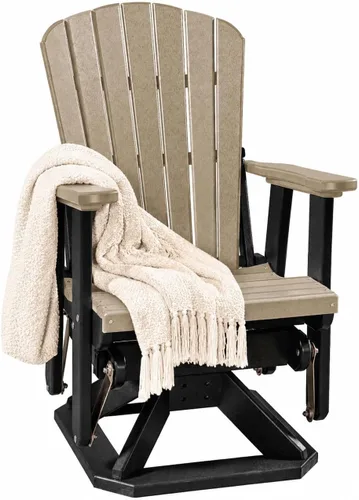 Vista 8 de DutchCrafters Slat Fan Back Poly Adirondack Swivel Glider Outdoor Patio Chair (Black)