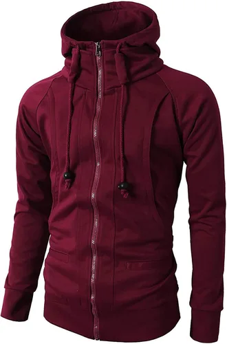 Vista 3 de Men's Hooded Track Jacket Full Zip Patchwork Hoodies Slim Fit Athletic Sweatshirt Jackets Casual Long Sleeve Outwear