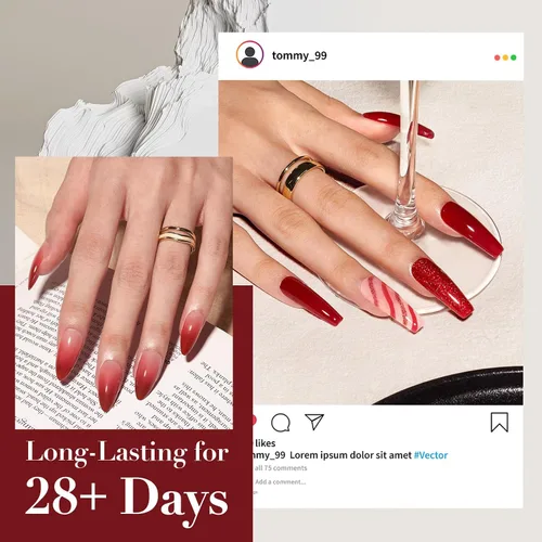 Vista 3 de AZUREBEAUTY Polvo de uñas de inmersión, kit de iniciación de 6 colores con purpurina marrón y roja, arte de uñas francesa, manicura de bricolaje