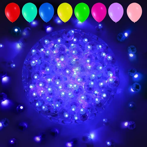 Vista 36 de Aogist - 50 mini luces de 10 colores, luz LED impermeable de largo tiempo de espera, funciona con pilas, lámpara de bola para globo, farol de papel