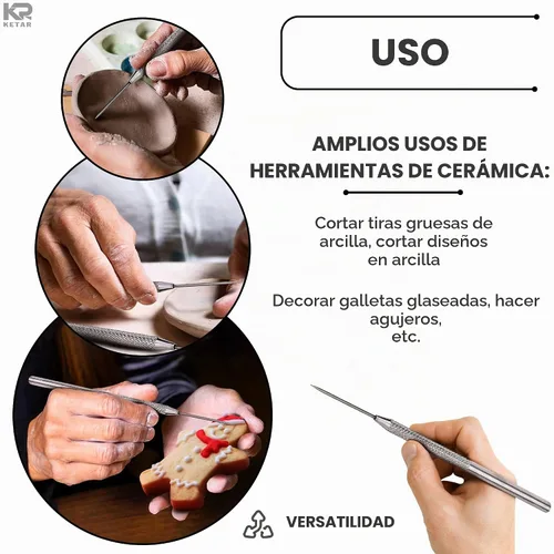 Vista 4 de KETAR 4 puntas de herramientas de cerámica, 6.3 pulgadas, acero inoxidable