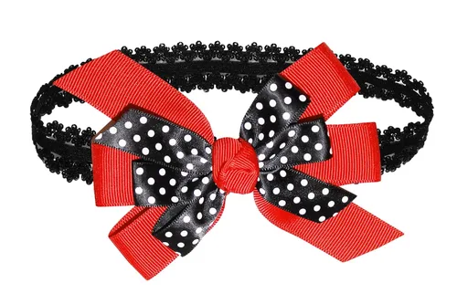 Vista 42 de WEBB DIRECT2U WD2U - Diadema elástica con lazo de grogrén de puntos negros para niñas (verde manzana)