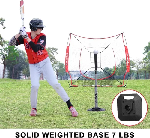 Vista 9 de BaseGoal Baseball Batting Tee with Heavy Duty Base,Adjustable Height