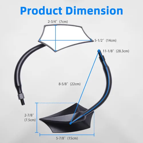 Vista 4 de Espejos Universales para Motocicleta, Espejo de Doble Toma con Rosca M8 M10 Compatible con Sportster 883, Bicicleta de Calle, Moto de Cross, Crucero