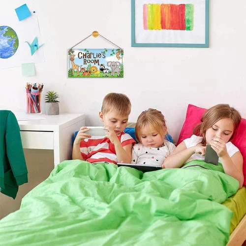 Vista 6 de Letreros de nombre personalizados para habitación de niños, letreros de madera personalizados para puerta de zoológico, desfile, guardería, sala