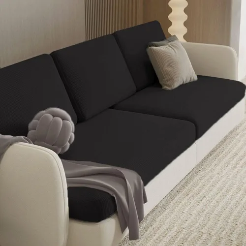 Vista 13 de YOPOIY Funda de cojín elástica para sofá, fundas protectoras de muebles jacquard con funda de cojín para sofá a cuadros, beige, L, 1 plaza