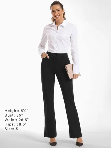 Vista 7 de Stelle Pantalones de vestir para mujer de 283032 pulgadas, corte de bota, pantalones de trabajo casuales con bolsillos, para oficina