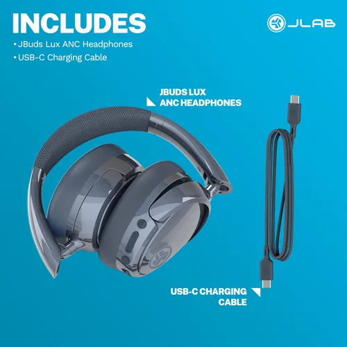 Vista 24 de JLab JBuds Lux ANC Jelle Auriculares inalámbricos sobre la oreja, fondo rubor Fondo Blush