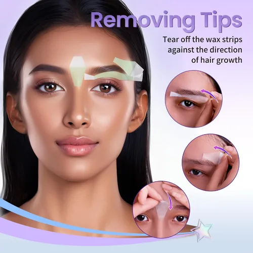 Vista 8 de Kit de depilación facial - 24 tiras de cera fría, 4 toallitas de aceite calmante para tipos de piel sensible, mujeres