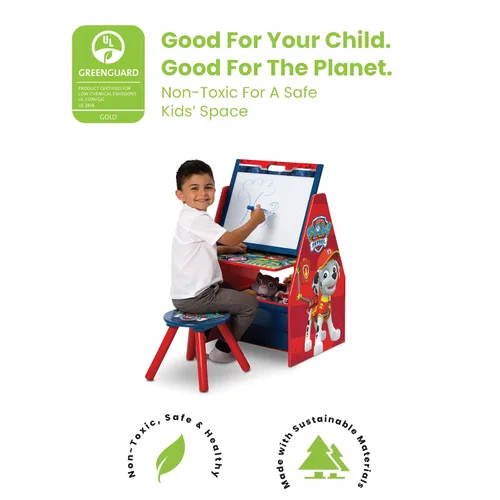 Vista 7 de Delta Children Juego de mesa y silla para niños con almacenamiento (2 sillas incluidas) y caballete y estación de juegos para niños, ideal