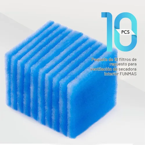 Vista 3 de FUNMAS Paquete de 10 filtros de repuesto para ventilación de secadora interior FUNMAS Azul (filtros de repuesto)