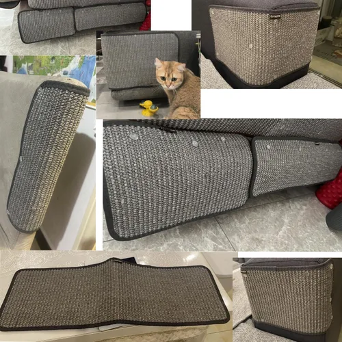 Vista 2 de Almohadilla rascador de sisal natural para gatos, protector de muebles de esquina para sofá, alfombrilla protectora para alfombras y sofás, muebles