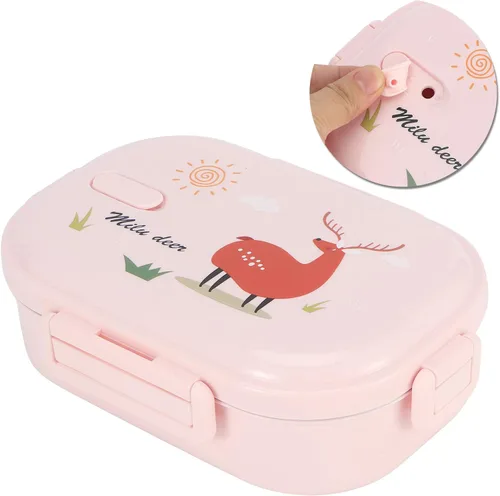 Vista 7 de Vbestlife Contenedor de alimentos, caja Bento de 24.3 fl oz, aislada a prueba de fugas para niños y adultos (color puro en polvo-ciervo)