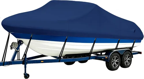 Vista 9 de iCOVER - Funda para lancha remolcable, resistente, impermeable, lona, grado marino, apta para lanchas de pesca y esquí, V-Hull, de 14-16 pies