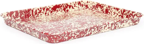 Vista 6 de Sartén para Brazo de Gitano Enamelware, 16.25 x 12.5 pulgadas, Salpicado Negro/Blanco