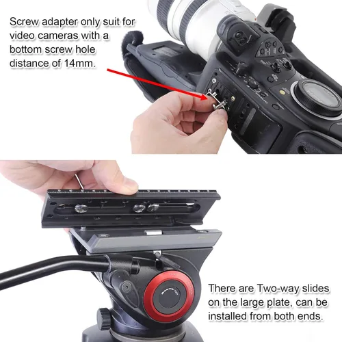Vista 3 de iShoot Placa de liberación rápida para cámara, base de montaje QR compatible con trípode fluido, serie Manfrotto 500, serie 700 y Sachtler FSB