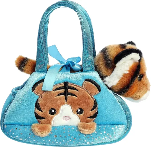 Vista 2 de Aurora® Fashion Fancy Pals™ Peek-A-Boo Tiger™ - Animal de peluche - Compañeros sobre la marcha - Accesorios elegantes - Naranja 7 pulgadas