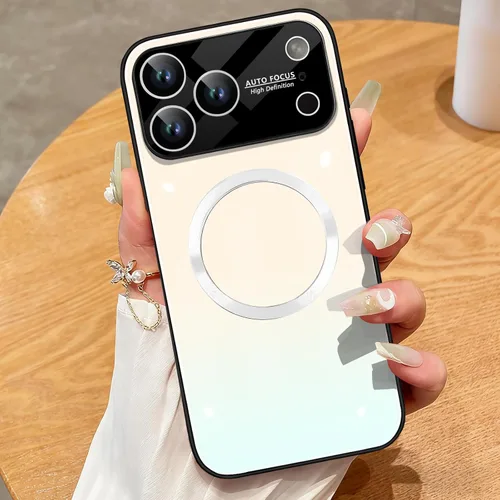 Vista 20 de Guppy Funda para iPhone 12 Pro - Parte trasera de vidrio degradado con carga magnética, película de lente, color negro