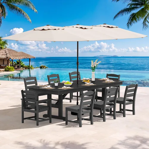 Vista 15 de SERWALL Outdoor 84" HDPE Rectangular Dining Table for 6-8,All-Weather,Aruba