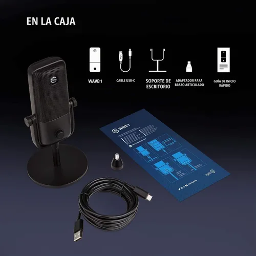 Vista 9 de Elgato Wave:1 - Micrófono de condensador USB cardioide premium para transmisión, juegos, oficina en casa, software mezclador gratuito, complementos