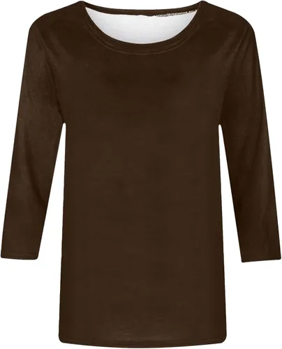 Vista 4 de SMIDOW Camisetas básicas de manga 34 para mujer, estilo casual, para verano, cuello redondo, básicas, holgadas