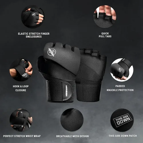 Vista 6 de Hayabusa Elite Quick Wraps - Vendas para manos de boxeo y artes marciales - Negro