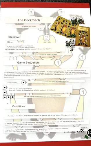Vista 3 de Juego de dados de madera para cucarachas Juego de la Cucaracha - Juego familiar tradicional colombiano, 2-7 jugadores, MDF hecho a mano a partir