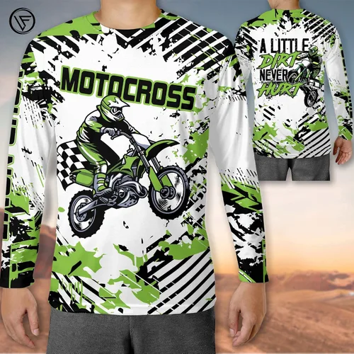 Vista 5 de LASFOUR Camiseta de motocross personalizada 3D para niños y jóvenes, camiseta de carreras de motocross para niños y jóvenes, camiseta de conducción