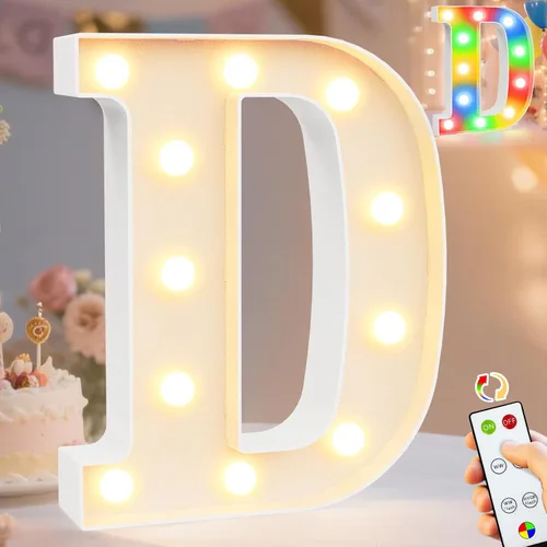Vista 71 de Pooqla Letras con luces LED de marquesina, letras decorativas iluminadas en blanco cálido y blanco frío, letras del alfabeto iluminadas para niños