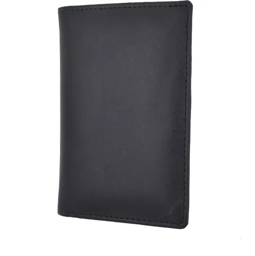 Vista 5 de Marshal Cartera de cuero genuino RFID delgada y delgada para identificación con tarjetero ovalado para tarjetas de identificación, Negro