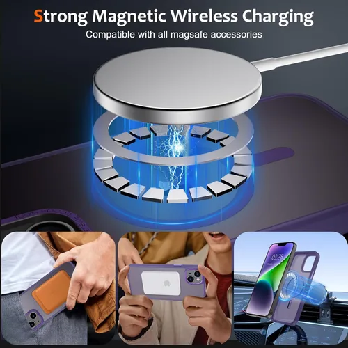 Vista 294 de Anuck - Funda magnética para iPhone 11 compatible con MagSafe, carcasa trasera mate translúcida dura, borde de TPU, delgada, resistente a impactos