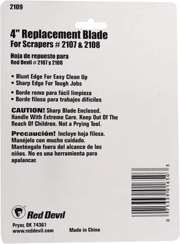 Vista 3 de Red Devil 2109 - Cuchilla de repuesto de doble filo de 4 pulgadas para raspadores de piso resistentes Red Devil 2107 y 2108