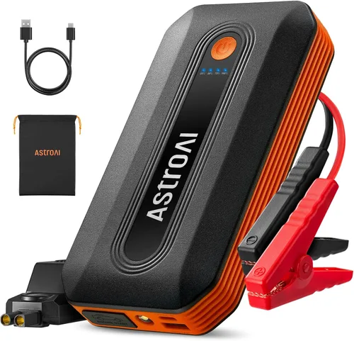 Vista 10 de AstroAI S8 Ultra 4000A arrancador de coche, caja de salto hasta todos los motores de gasolina y diésel de 12L, banco de energía portátil de 12 V