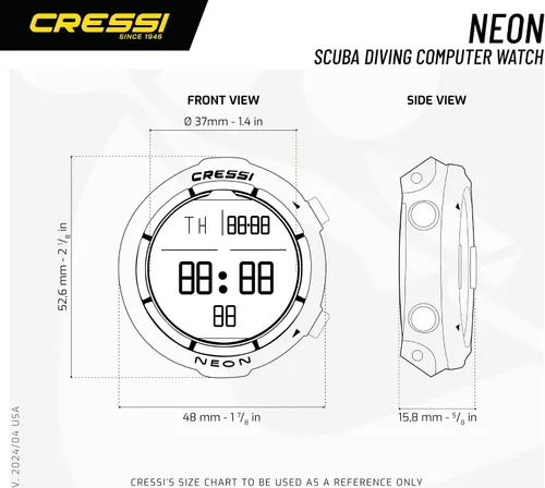 Vista 3 de Cressi Neon Scuba Diving Watch Computer - 4 Programs - Air/Nitrox, Freediving, Gage - Made in Italy, Quality Since 1946