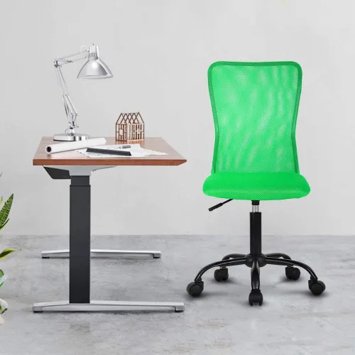 Vista 9 de Silla de oficina, silla de computadora con soporte lumbar, ergonómica, respaldo medio, malla ajustable, altura ajustable, silla giratoria sin