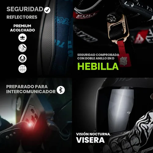 Vista 3 de Hax Dual-Certified Motorcycle Helmet for Multi-Scenario Riding Calavera negra y plateada