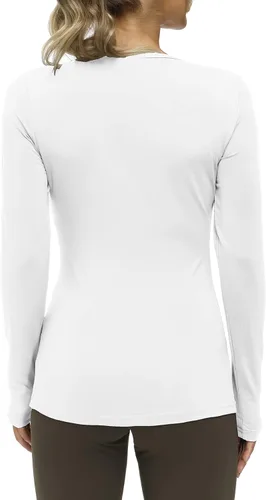 Vista 4 de Yige Camiseta atlética de manga larga para mujer que absorbe la humedad, cuello redondo