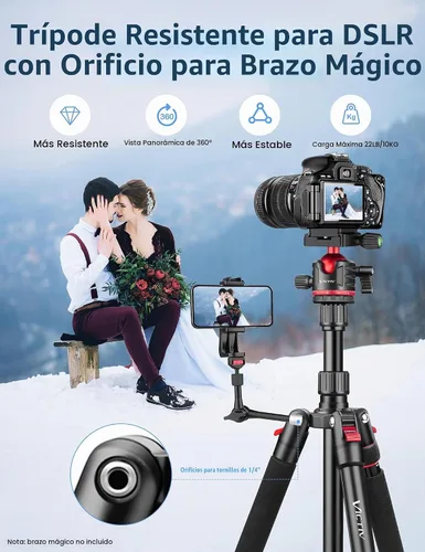 Vista 2 de Trípode profesional de 78 pulgadas para cámara Victiv, trípode monópode de aluminio para cámara DSLR, telescopio terrestre, telescopio, binoculares