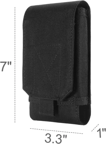 Vista 3 de Urvoix(TM) Bolsa Army Camo Molle negra para funda para celular tamaño L para llevar en el cinturón