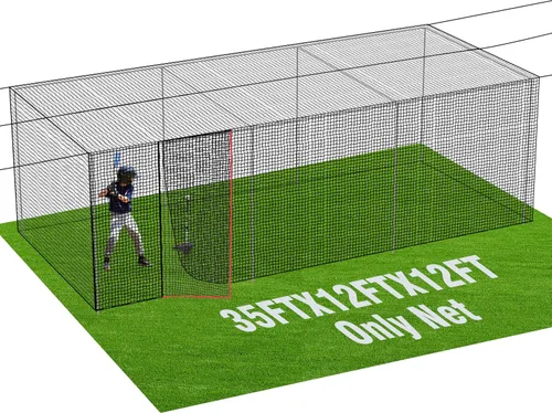 Vista 9 de RIIFRILY Baseball Batting Cage Nets, #30/#45 NET ONLY, 20'L/ 35'L/55'L/70'L