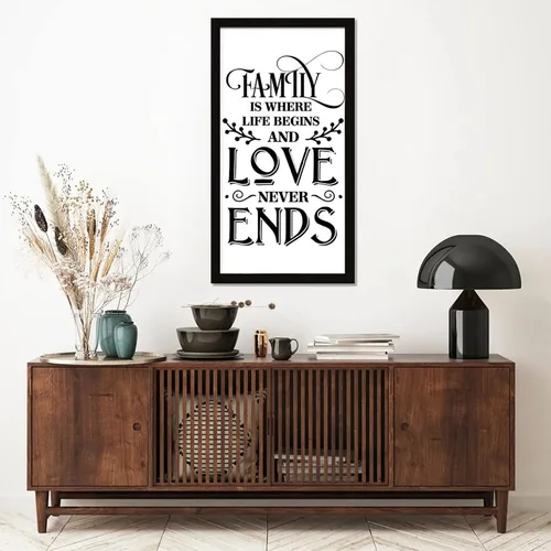 Vista 8 de Letrero de madera de 22 x 12 pulgadas con texto en inglés "Positive Saying Family is Where Life Begins and Love Never Ends Scripture Versículos