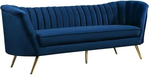 Vista 7 de Meridian Furniture Colección Margo Modern Sofá tapizado de terciopelo contemporáneo con acolchado de canal profundo y patas de acero inoxidable