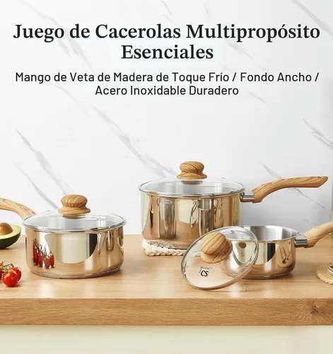 Vista 5 de KOCH SYSTEME CS Cacerola de acero inoxidable, olla de acero inoxidable de 1 cuarto de galón con base inoxidable de 5 capas, sartén con tapa y mango