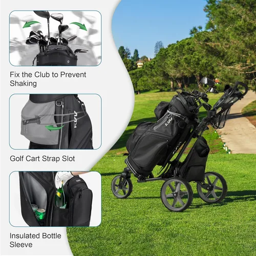 Vista 3 de KVV Bolsa Organizadora de Carrito de Alta Gama, Bolsa de Golf Silenciosa Premium con Asas Duales, 14 Ranuras de Bloqueo para Clubes para Hombre