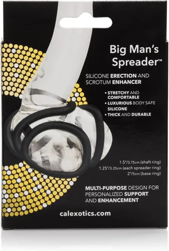 Vista 7 de CalExotics Big Man's Spreader - Potenciador de erección de silicona con 4 anillas, color negro (12754_negro)