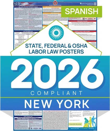 Vista 14 de Póster de ley laboral de Nueva York 2025, estatal, federal, cumple con la OSHA, publicación requerida en el lugar de trabajo para empleados, póster